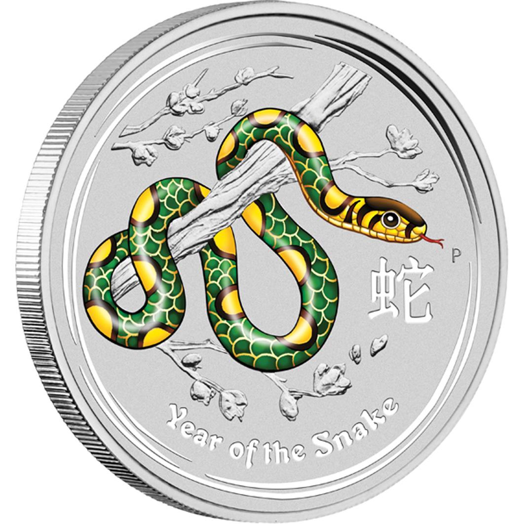 2013 1oz Silver Lunar Snake - Coloured World Money Fair